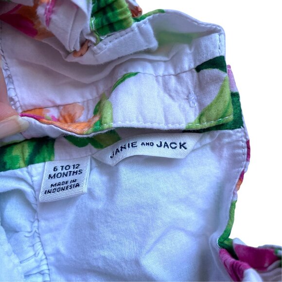 Janie & Jack 4-Piece Baby Girl Summer Clothes Bundle: Floral Tops & Navy Tee - Picture 7 of 14